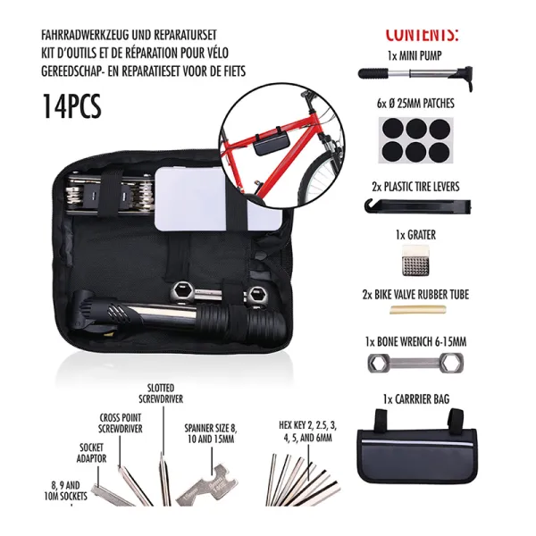 Bicycle Gear - Bike tool set in case 14 items