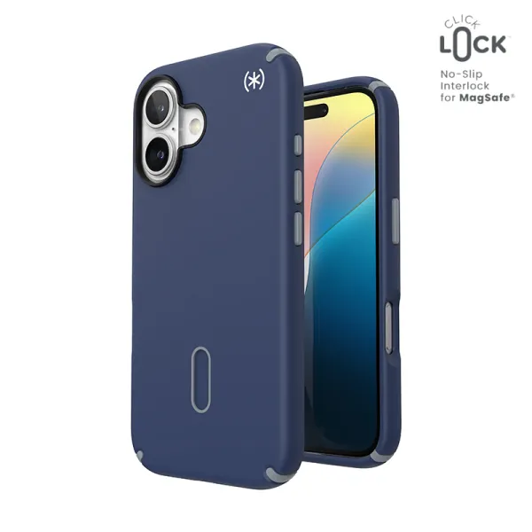 Speck Presidio2 Pro ClickLock & MagSafe - iPhone 16 Case (Coastal Blue / Dust Gray / White)