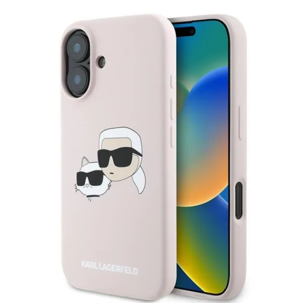Karl Lagerfeld Silicone Double Heads Print MagSafe - Case iPhone 16 Plus (pink)