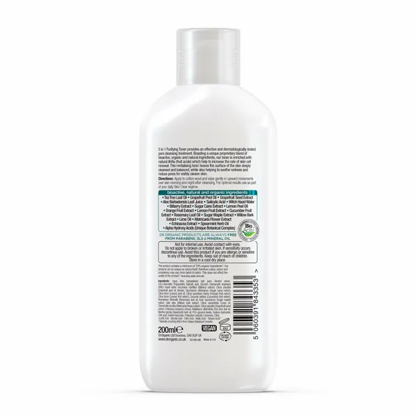 Facial Toner Dr.Organic Skin Clear 200 ml Purifying