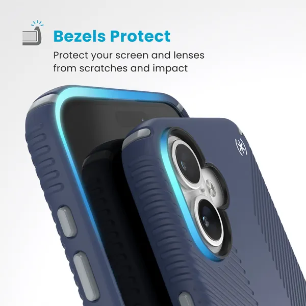 Speck Presidio2 Grip ClickLock & MagSafe - iPhone 16 Plus Case (Coastal Blue / Dust Gray / White)