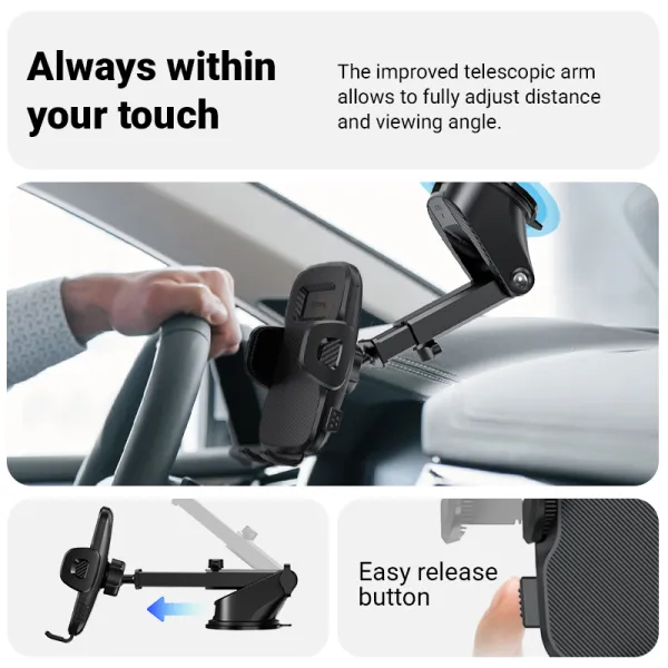 Crong Carclip Car Holder for Dashboard and Windshield - Black