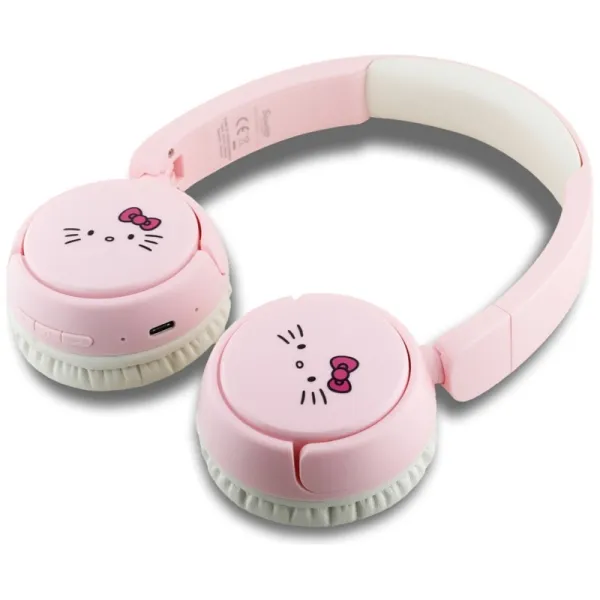 Hello Kitty Face Logo - Wireless Over-Ear Bluetooth Headphones V5.3 (Pink)