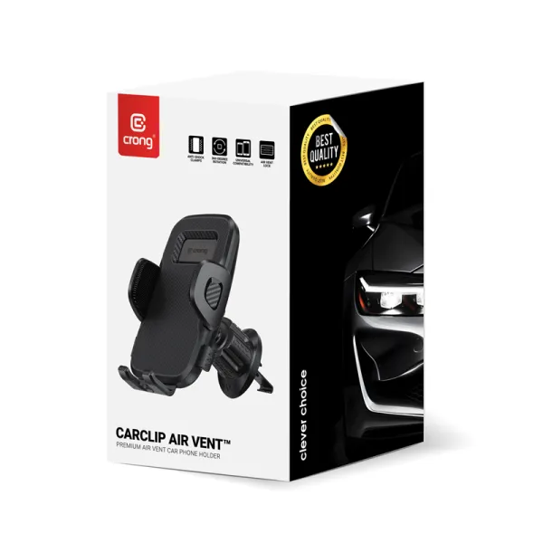 Crong Carclip Air Vent - Universal Car Air Vent Holder (Black)