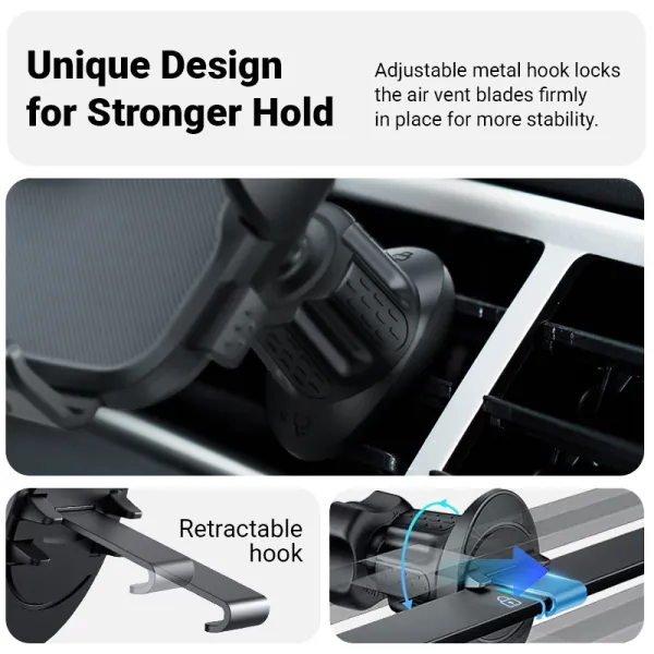 Crong Carclip Air Vent - Universal Car Air Vent Holder (Black)