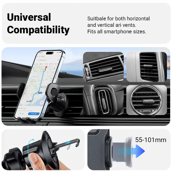 Crong Carclip Air Vent - Universal Car Air Vent Holder (Black)