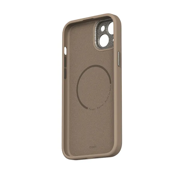 Moshi Napa MagSafe - Leather case for iPhone 15 Plus (Woodsmoke Brown)