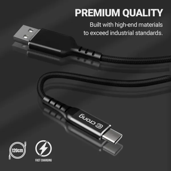 Crong Armor Link - 100W PD 5A USB-C to USB-C Cable 120cm (Black)