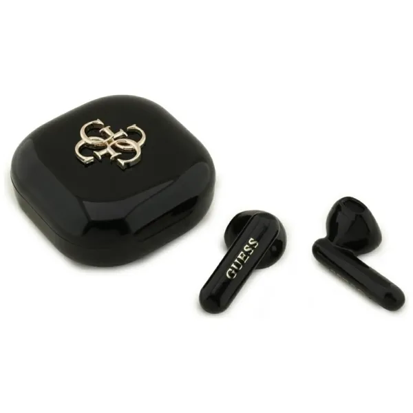 Guess 4G Metal Logo - TWS Bluetooth Earphones + Charging Case (Black)
