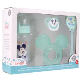 Mickey Mouse - Baby set (bottle with nipple 240ml, anatomical teat, teether, teether holder) (Cool)