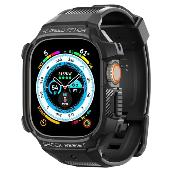 Spigen Rugged Armor Pro Case – Band with case for Apple Watch Ultra 49 mm (Black)