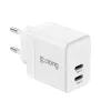 Crong Ultra Compact GaN - Wall Charger 2x USB-C 35W PD 3.0 with PPS (White)