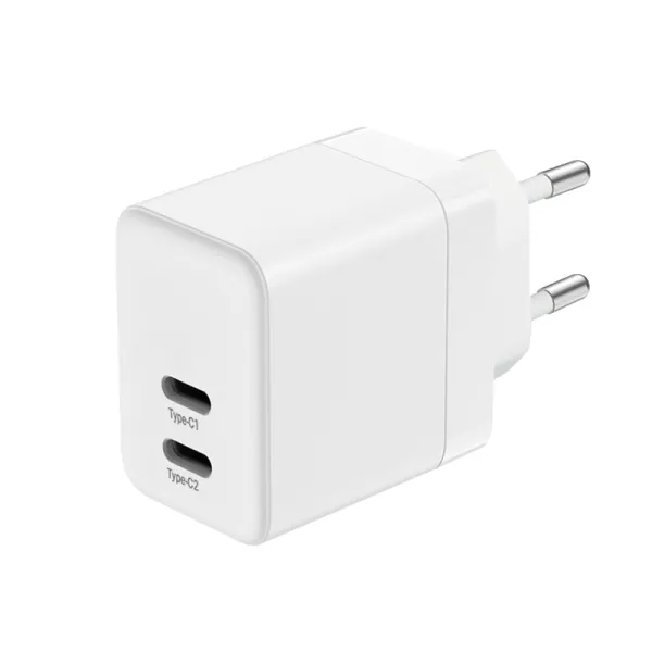 Crong Ultra Compact GaN - Wall Charger 2x USB-C 35W PD 3.0 with PPS (White)