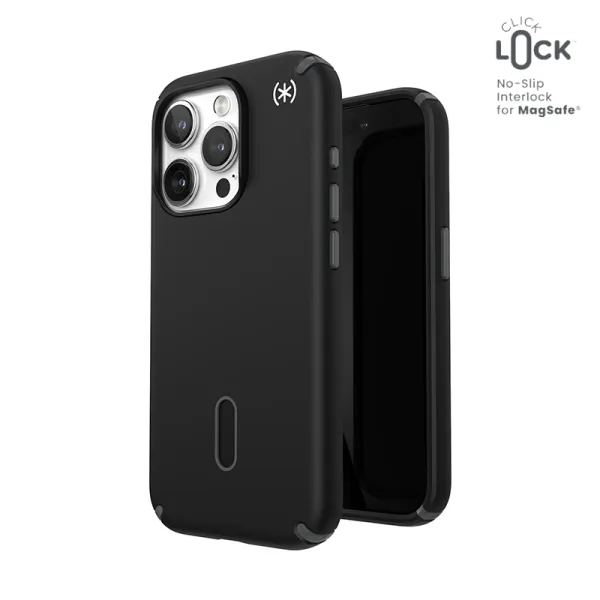 Speck Presidio2 Pro ClickLock & MagSafe - iPhone 15 Pro Case (Black / Slate Gray / White)