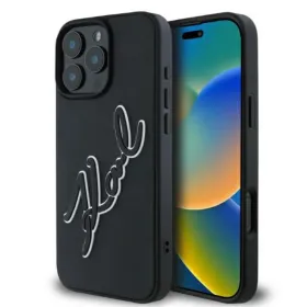 Karl Lagerfeld 3D Rubber Bicolor Signature - Case for iPhone 16 Pro Max (black)