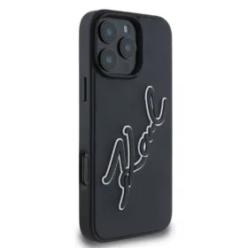 Karl Lagerfeld 3D Rubber Bicolor Signature - Case for iPhone 16 Pro Max (black)