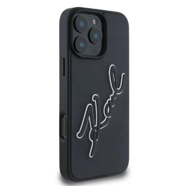 Karl Lagerfeld 3D Rubber Bicolor Signature - Case for iPhone 16 Pro Max (black)