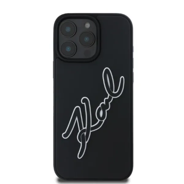 Karl Lagerfeld 3D Rubber Bicolor Signature - Case for iPhone 16 Pro Max (black)