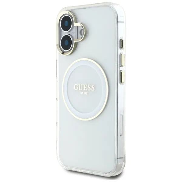 Guess IML Metal Colored Circle Classic Logo MagSafe - Case for iPhone 16 (white)