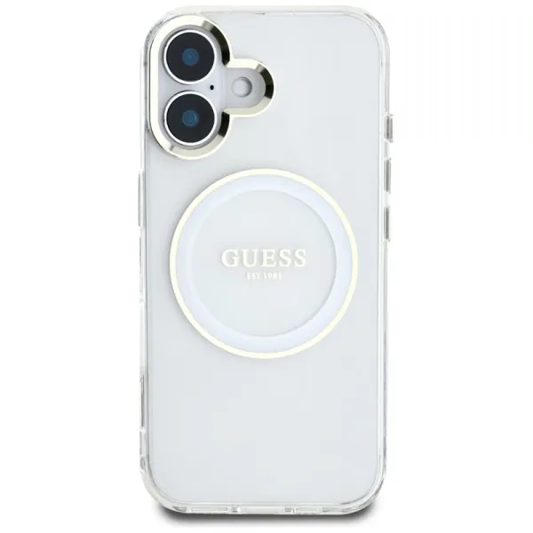 Guess IML Metal Colored Circle Classic Logo MagSafe - Case for iPhone 16 (white)