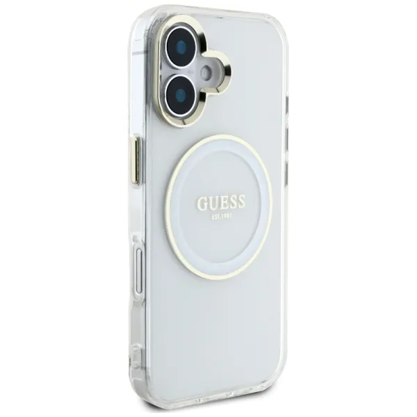 Guess IML Metal Colored Circle Classic Logo MagSafe - Case for iPhone 16 (white)