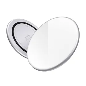 Crong PowerSpot Fast Wireless Charger – Aluminum 15W USB-C Qi Wireless Charger with Tempered Glass Coating (Silver White)