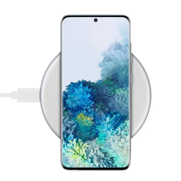 Crong PowerSpot Fast Wireless Charger – Aluminum 15W USB-C Qi Wireless Charger with Tempered Glass Coating (Silver White)