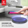 Crong PowerSpot Fast Wireless Charger – Aluminum 15W USB-C Qi Wireless Charger with Tempered Glass Coating (Silver White)