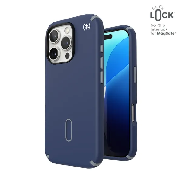 Speck Presidio2 Pro ClickLock & MagSafe - iPhone 16 Pro Case (Coastal Blue / Dust Gray / White)