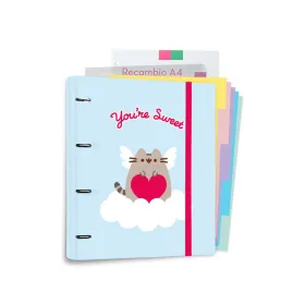 Pusheen - A4 binder from the Purrfect Love collection with sheets (4 rings, elastic band)