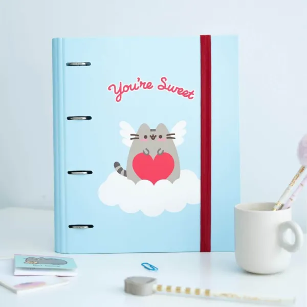 Pusheen - A4 binder from the Purrfect Love collection with sheets (4 rings, elastic band)