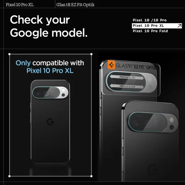 Spigen Optik GLAS.TR Camera Protector 2-Pack - Lens Protector for Google Pixel 10 Pro XL (Crystal Clear)