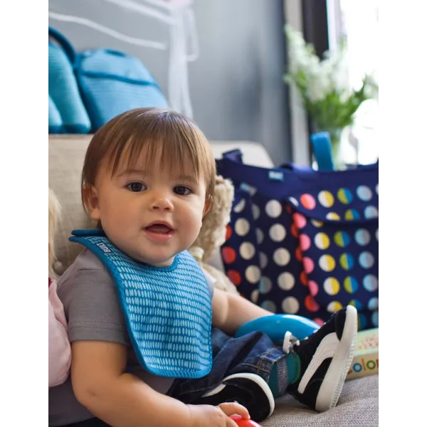 BUILT Mess Mate Set of 2 baby bib (Dribble Dots Blue)