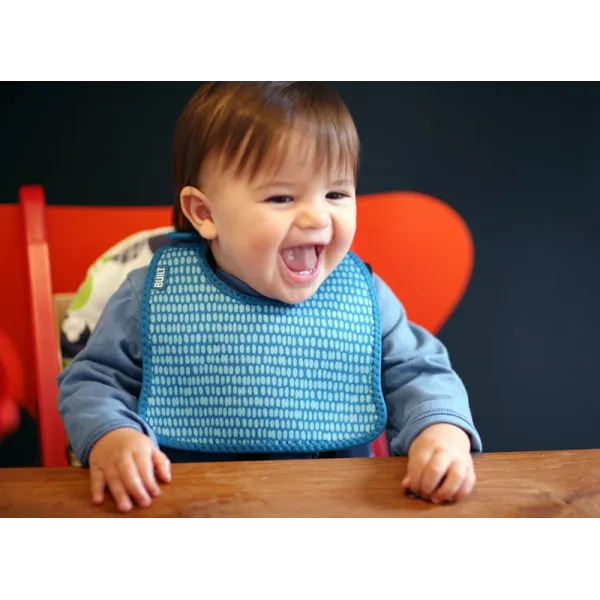 BUILT Mess Mate Set of 2 baby bib (Dribble Dots Blue)