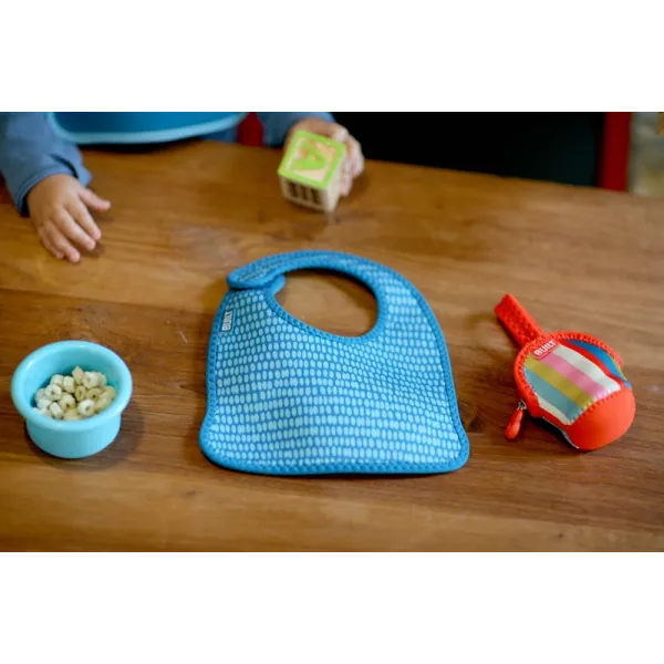 BUILT Mess Mate Set of 2 baby bib (Dribble Dots Blue)