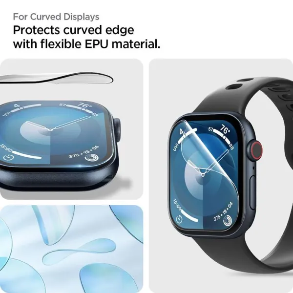 Spigen Elite Shield EZ Fit 2-Pack - Hybrid Glass Protector for Apple Watch 10 42 mm (Clear)