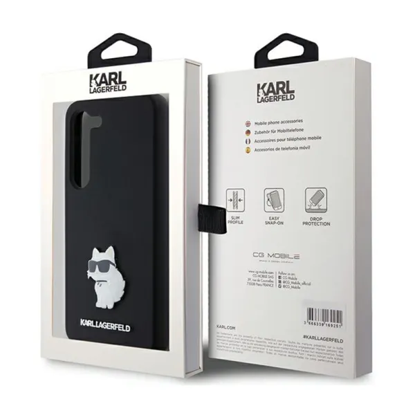 Karl Lagerfeld Silicone Choupette Metal Pin - Case Samsung Galaxy S24 (czarny)