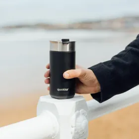 Quokka Boost Coffee Tumbler - Stainless Steel Thermal Mug with Infuser 400ml (Carbon Black)