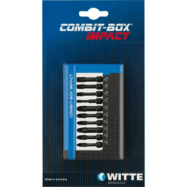 Teräsetti WITTE COMBIT-BOX PH1 PH2 PZ1 PZ2 TX PH3 PZ3 10 Kappaletta (10 osaa)
