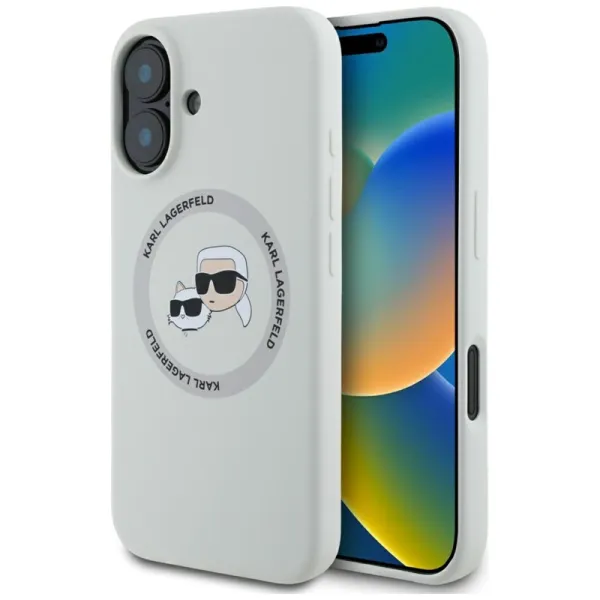 Karl Lagerfeld Silicone Double Heads And Circle MagSafe - Case for iPhone 16 (beige)
