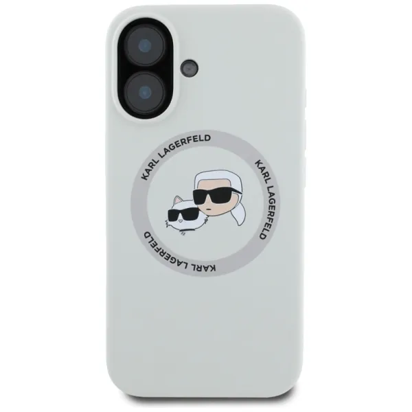 Karl Lagerfeld Silicone Double Heads And Circle MagSafe - Case for iPhone 16 (beige)