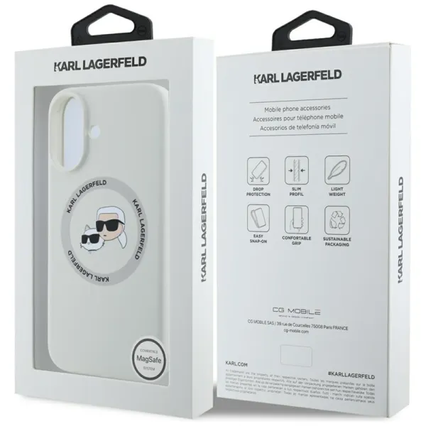 Karl Lagerfeld Silicone Double Heads And Circle MagSafe - Case for iPhone 16 (beige)