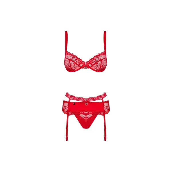 Lace Underwear Set Obsessive Heartina Red S/M