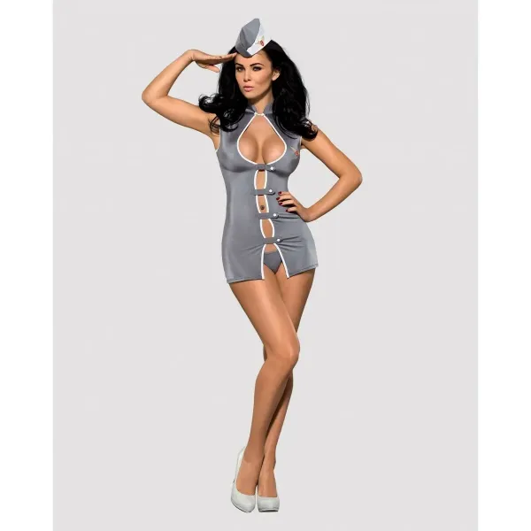 Stewardess Costume Grey S/M Obsessive Stewardess Grey