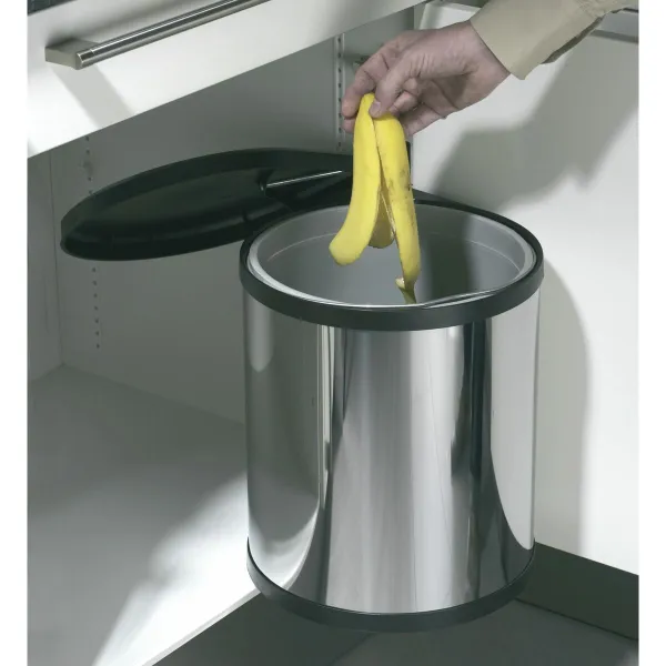Мусорное ведро Hailo Compact-Box Сталь 15 L Чёрный Серый Интегрированный
