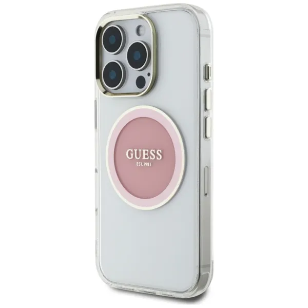 Guess IML Metal Colored Circle Classic Logo MagSafe - Case for iPhone 16 Pro (pink)