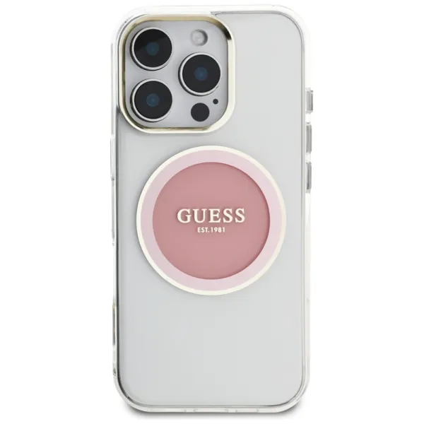 Guess IML Metal Colored Circle Classic Logo MagSafe - Case for iPhone 16 Pro (pink)