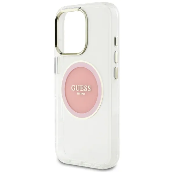 Guess IML Metal Colored Circle Classic Logo MagSafe - Case for iPhone 16 Pro (pink)
