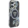 Guess Glitter Flowers Triangle Buttons MagSafe - Case for iPhone 16 (black)