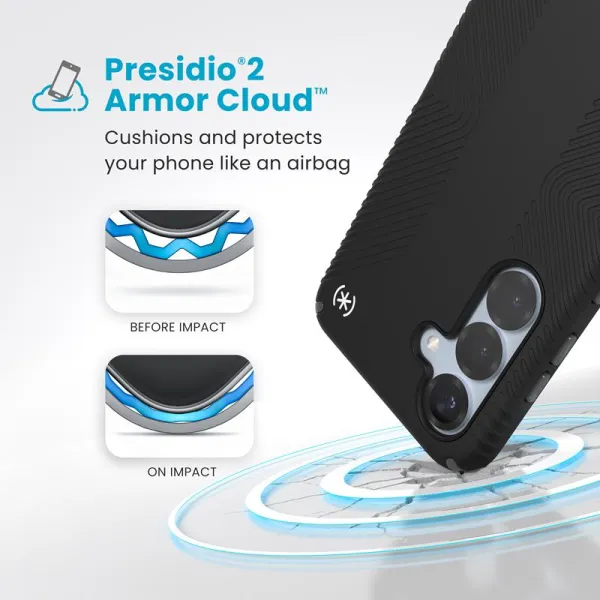 Speck Presidio2 Grip - Samsung Galaxy S25 / S24 Case (Black/Slate Gray/White)
